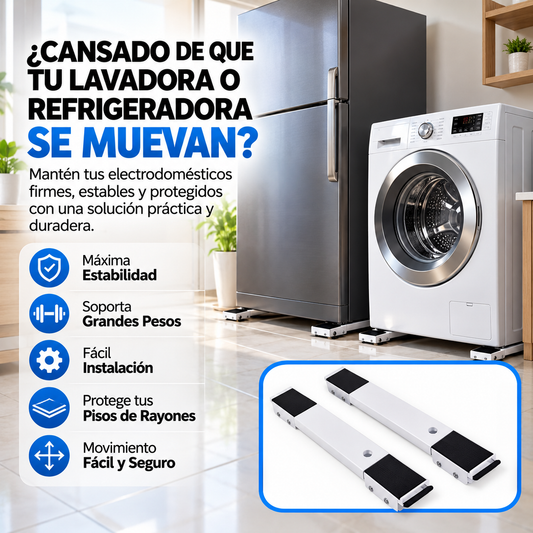 SET X2 - Soporte Antideslizante Ajustable para Lavadora y Refrigeradora